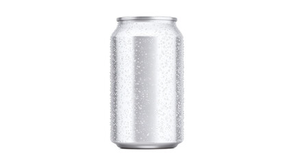 Empty Silver Soda Can with Water Droplets on Isolated Background
