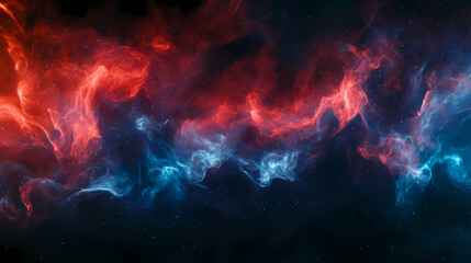 Fototapeta premium Abstract red and blue smoke wisps on a black background. Wisp. Illustration