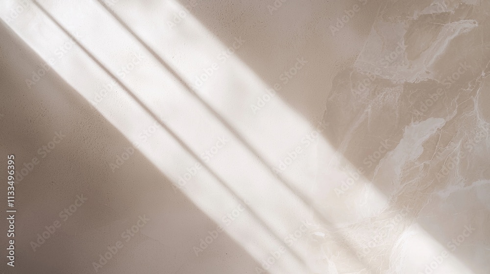 Wall mural bright sunlight is streaming through a window, creating diagonal shadows on a textured wall, adding 