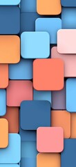 Modern abstract background featuring overlapping rounded squares in various pastel colors, creating a visually appealing and textured design