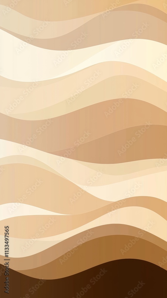 Poster smooth, undulating lines in warm brown and beige tones create an engaging abstract pattern, exuding 