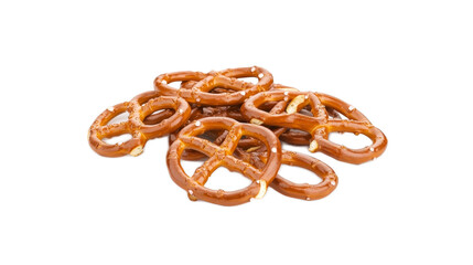 Delicious and Crunchy Pretzels Piled Together on White Background
