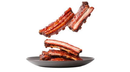 Delicious Barbecue Ribs Falling Elegantly on Serving Plate