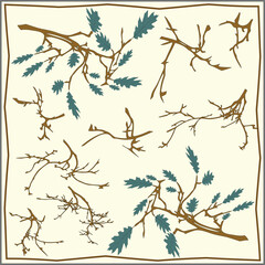 Seamless pattern with tree branches silhouette. Napkin, napkin with original design. (Vector illustration).