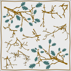 Seamless pattern with tree branches silhouette. Napkin, napkin with original design. 