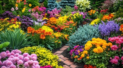Vibrant Rainbow Flower Garden: A Symphony of Colors
