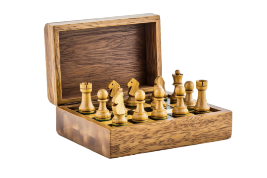 Beautifully Designed Wooden Chess Set Box, Ideal for Gift-Giving and Collectors with isolated on transparent background