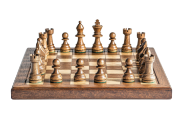 Stylish Wooden Chessboard Featuring Rich Grain Patterns and Smooth Finish with isolated on transparent background
