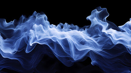 Fototapeta premium Abstract blue smoke waves on black background. Wisp. Illustration