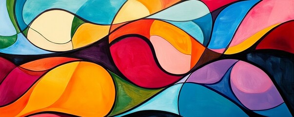 Fototapeta premium Modern abstract painting. Colorful flowing art painting. Geometric background.