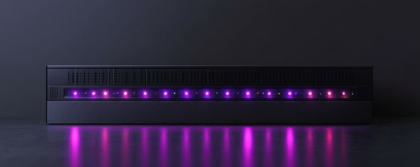 Modern Rack LED console in server room data center.