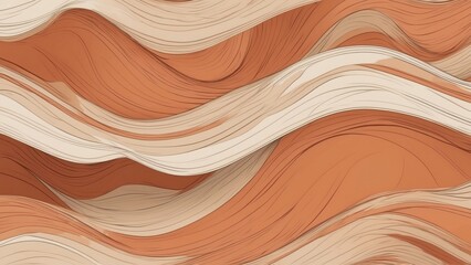 Obraz premium Wavy abstract wallpaper with warm earth tones and soft flowing lines for modern design aesthetics
