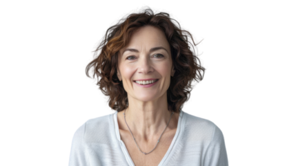Healthcare, nurse american caucasian middle age woman smiling on white background

