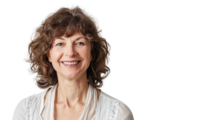 Healthcare, nurse american caucasian middle age woman smiling on white background
