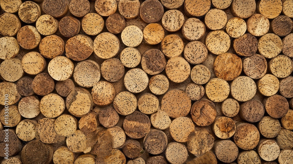 Poster a mosaic of wine corks showcases natural hues and textures, forming a stunning backdrop. this captiv