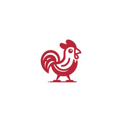 Rooster Logo Design - Minimalist Red Chicken Illustration