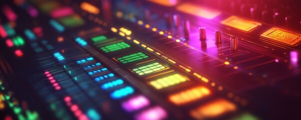 Obraz premium Producer concept. Colorful glowing waveform with vibrant patterns and smooth curves