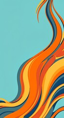 Vibrant orange teal abstract wave design colorful curved stripes pattern background