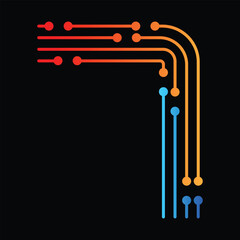 Number seven made with electronic connections and nodes on black background