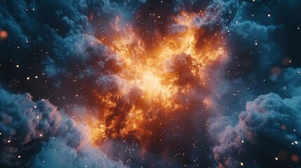 Fototapeta premium A symbolic glowing explosion overlay representing the dramatic execution of a bold strategy, cinematic tones