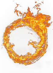 Ring of Fire, Orange Fiery, Flaming Circle Burning, Isolated, VFX Compositing Asset on Transparent Background