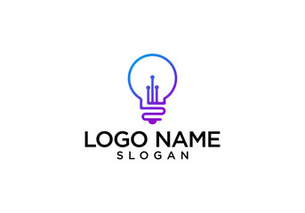 technology light bulb logo symbol design.