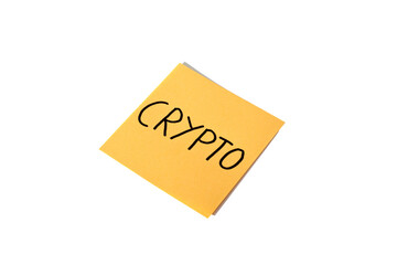 Word "crypto" on an orange paper