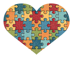 heart made of puzzle pieces.