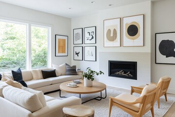 modern living room with image frames