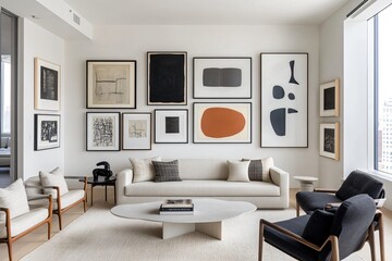 modern living room with image frames