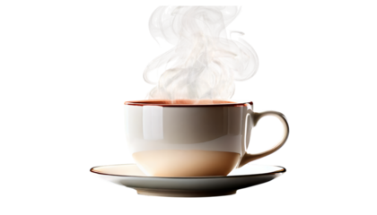Aromatic Steam Rising from a Warm Cup of Coffee on a Saucer