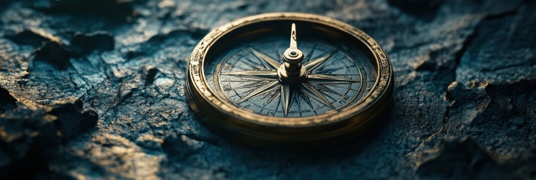 A compass rests on a textured surface, symbolizing ethical direction in the field of artificial intelligence and urging accountability and fairness. Generative AI