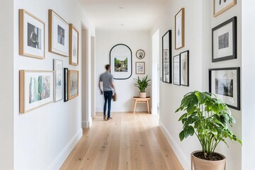 modern corridor with image frames