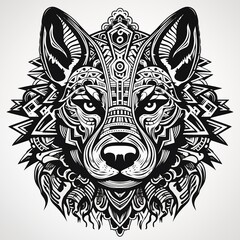 Fototapeta premium Polynesian Tribal Dog Illustration, Print for T-Shirt