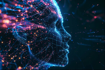 face head ai technology plexus and science abstract