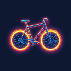 Fototapeta premium Neon bicycle with glowing wheels on dark background