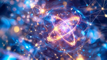 Obraz premium Intriguing Quantum Mechanics: Colorful Nanoscale Molecular Dynamics Concept Artwork