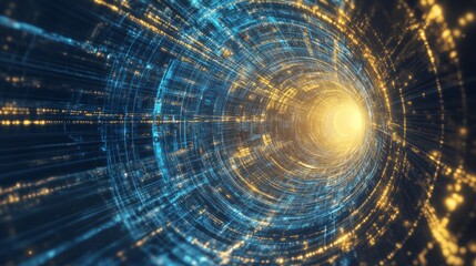 Fototapeta premium Quantum Time Loop - Surreal Photorealistic Artwork of Particles in Circular Motion Surrounded by Cosmic Energy Streams