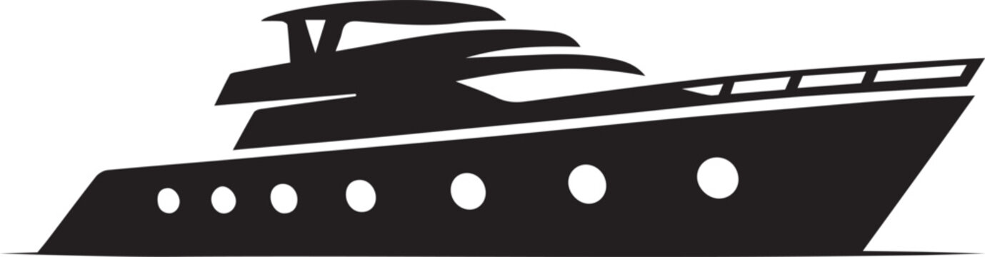 Yacht silhouette, vector icon and artistic illustration