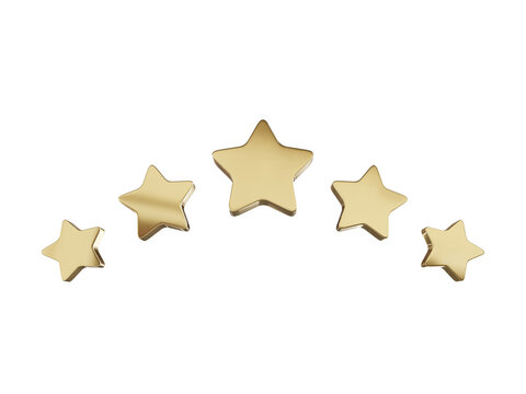 5 Five Golden Stars Rating 3d Illustration Icons Isometric Isolated Transparent png 