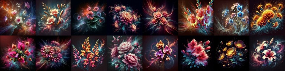 Obraz premium Plasma explosion flowers. AI generated illustration