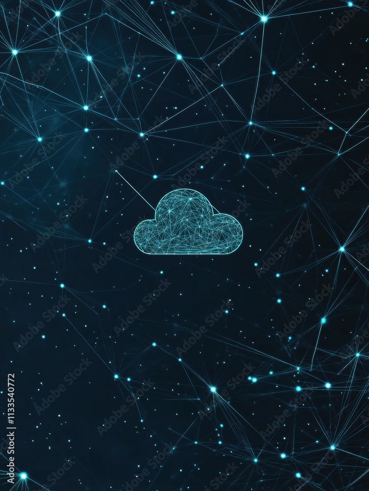 Fototapete simple cloud icon appears prominently in the center, symbolizing cloud services against a deep space