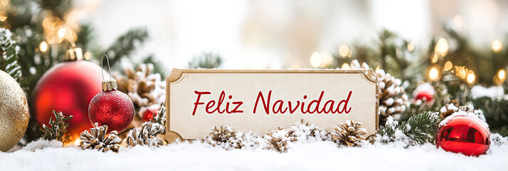 seasonal Christmas greeting card spanish text and New year Banner - Feliz Navidad