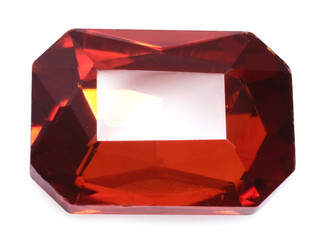One red shiny gemstone isolated on white
