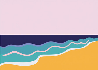 Nature-inspired coastal skyline with ocean and beach elements in a modern minimalist design.