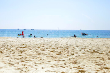 Fototapeta premium Tourist on the beach and swimming, Sea background