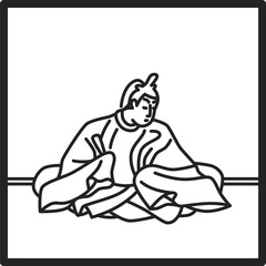 線画正方形シンプル百人一首　後京極摂政前太政大臣