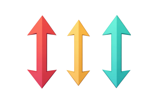 Modern Italic Arrow Icons Isolated on Transparent Background