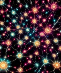 Luminescent Neural Network Web in Cybernetic Art Nouveau Style