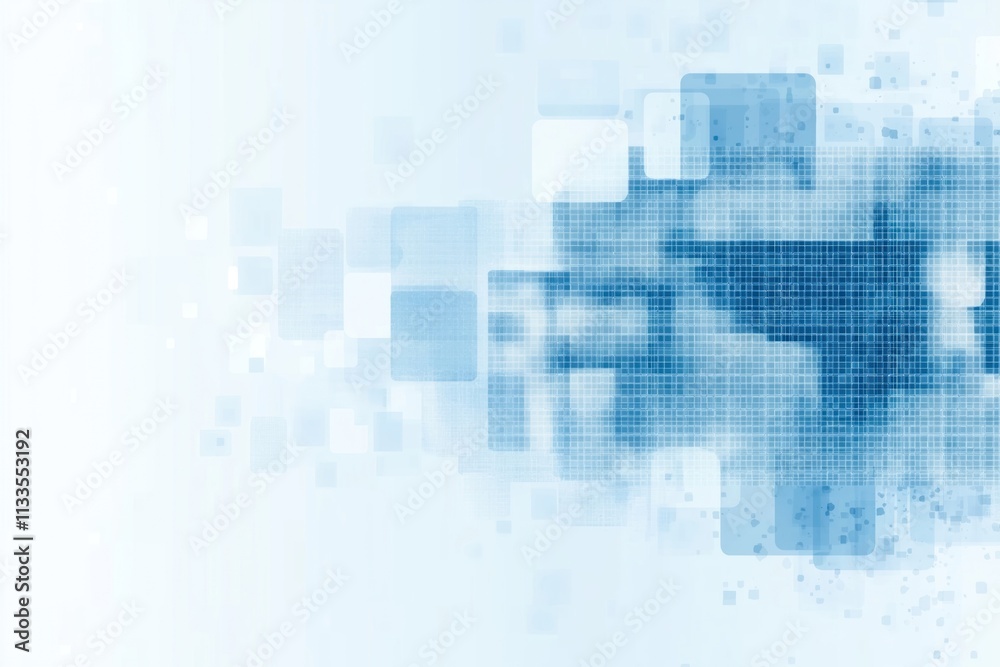 Poster abstract blue pixel grid background with overlapping squares. modern tech design. suitable for tech 